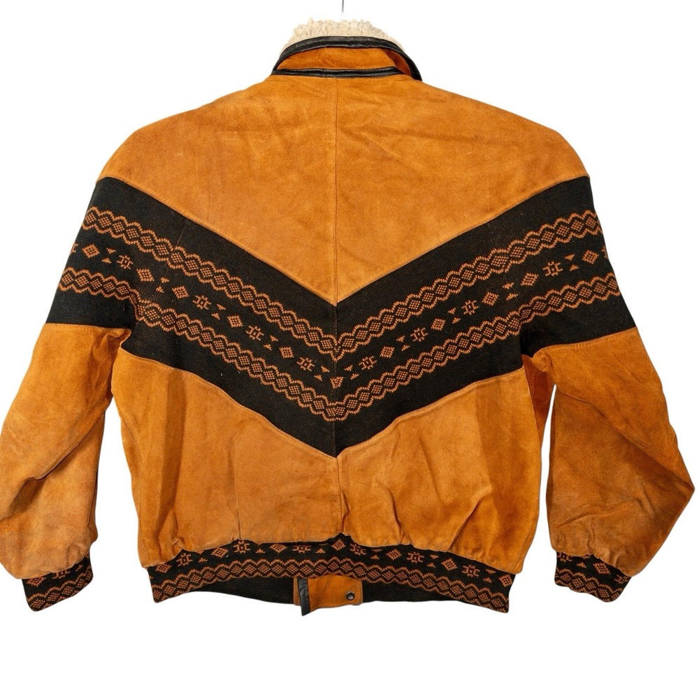 Vtg Western Aztec Navajo Leather Jacket Mens Size 52 Made‎ In Italy Southwestern - Picture 3 of 14
